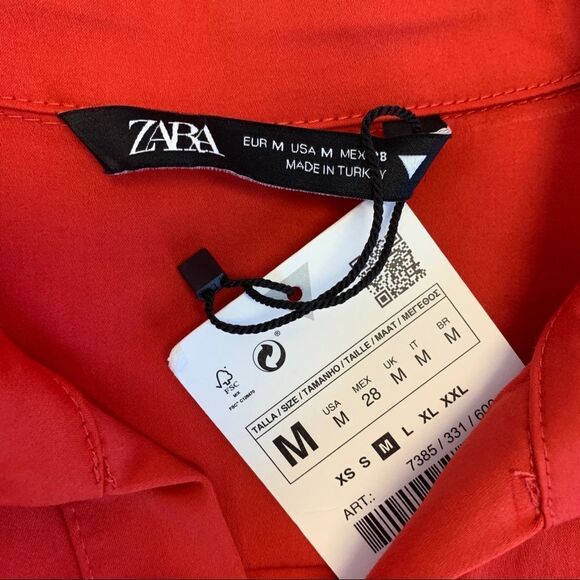 Zara red poplin shirt dress Sz M NWT - Picture 7 of 12